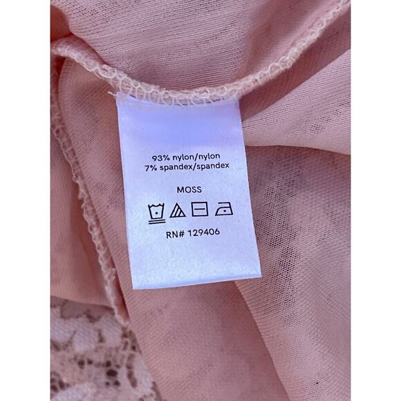 VENUS Blush Lace High Neck Bell Sleeve Sheer Top Small - Picture 7 of 9